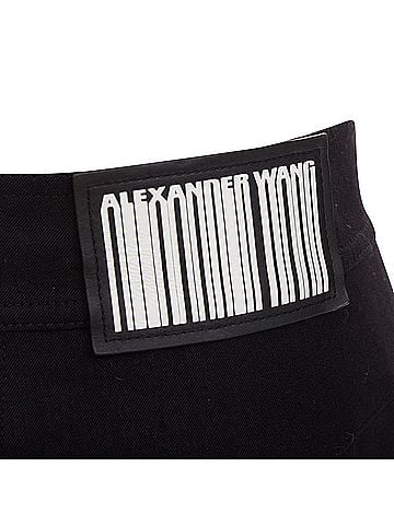 Alexander Wang ALEXANDER WANG black virgin wool mirrored silver snap buttons skirt US2 S (view 2)