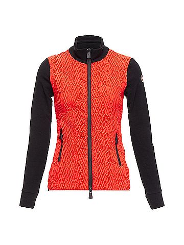 Moncler MONCLER bright red orange chevron plisse front logo arm zip fitted jacket XS (view 1)