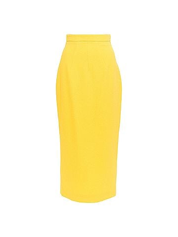 Emilia Wickstead EMILIA WICKSTEAD yellow double crepe high waisted darted pencil skirt UK8 S (view 1)