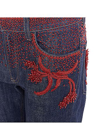 Prada Prada Runway beaded floral embellishment straight leg cropped jeans (view 2)