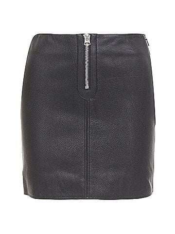 Acne ACNE STUDIOS 2016 Franca black leather silver zip pencil skirt FR32 XXS (view 1)