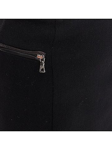 Prada PRADA Vintage black wool minimal linear leather trim zip pocket skirt IT38 XS (view 2)