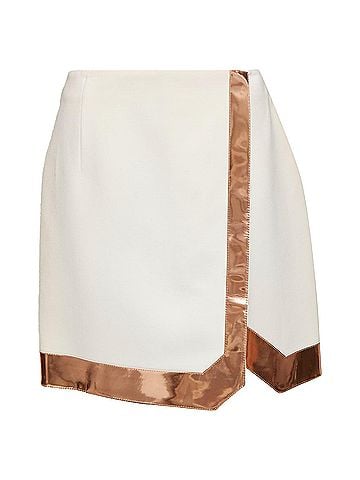 Thierry Mugler MUGLER cream virgin wool metallic copper PVC edge tulip skirt FR38 M (view 1)