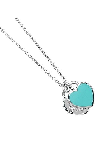 Tiffany Tiffany & Co. Return to Necklace Double Heart Silver 925 Blue TIFFANY Women's (view 1)