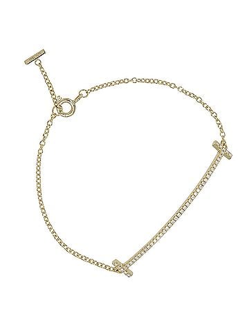 Tiffany Tiffany & Co. T Smile Small Bracelet, fits wrists up to 16cm, 18K Yellow Gold with Diamonds, approximately 2.45g (view 1)