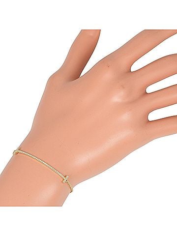 Tiffany Tiffany & Co. T Smile Small Bracelet, fits wrists up to 16cm, 18K Yellow Gold with Diamonds, approximately 2.45g (view 2)