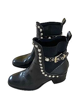 Zara Black Pearl Studded Pull On Ankle Boots (view 1)