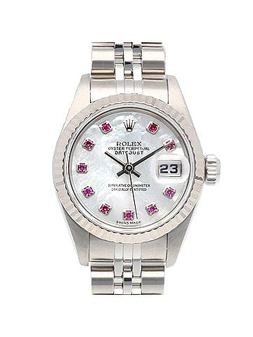 Rolex Rolex Datejust Oyster Perpetual Watch, Stainless Steel, Automatic, Women's, 79174NGR, ROLEX F-Serial, 2003-2004 Model, 10 Ruby Beads, White Shell, Overhauled (view 1)