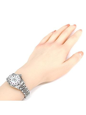 Rolex Rolex Datejust Oyster Perpetual Watch, Stainless Steel, Automatic, Women's, 79174NGR, ROLEX F-Serial, 2003-2004 Model, 10 Ruby Beads, White Shell, Overhauled (view 2)