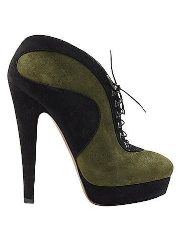 Alaïa Alaia suede leather lace up platform ankle bootie (view 2)