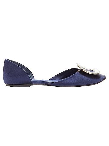 Roger Vivier Roger Vivier Chips Strass Satin Crystal Square Buckles Flat Shoes (view 2)