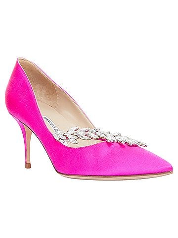 Manolo Blahnik Manolo Blahnik nadira satin crystal mid pumps (view 1)