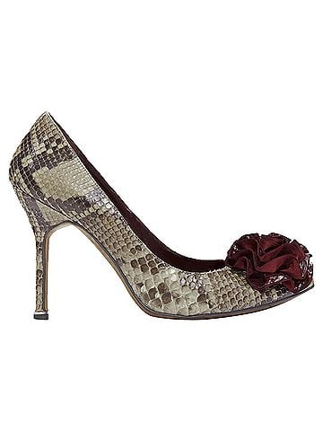 Manolo Blahnik Manolo Blahnik Scaled Leather Rose Applique Pumps (view 1)