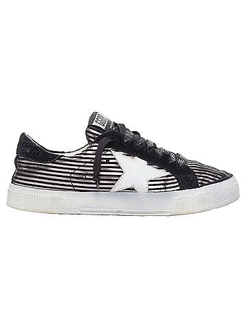 Golden Goose Golden Goose Fancy Metallic Stripe Distressed Sneakers (view 1)