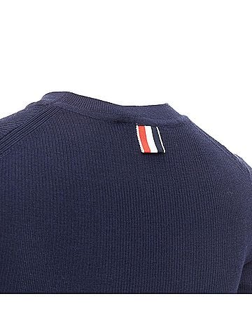 Thom Browne Thom E wool blend Red trim pointelle knit tshirt top (view 2)