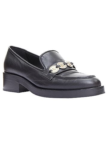 Chanel Chanel Leather Gold Cc Embellished Classic Loafers (view 1)