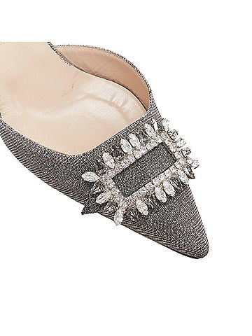Manolo Blahnik Manolo Blahnik Metallic Fabric Buckle Sling Heels (view 2)