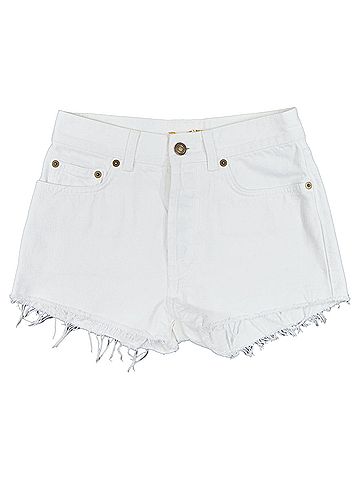 Saint Laurent Saint Laurent cotton cut off frayed jean denim shorts (view 1)