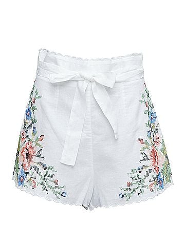 Zimmermann Zimmermann Juliette linen floral embroidery belted shorts (view 1)