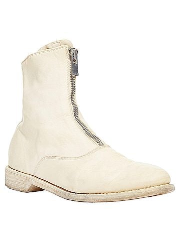 Guidi Guidi cream full grain leather front zip combat boots (view 1)