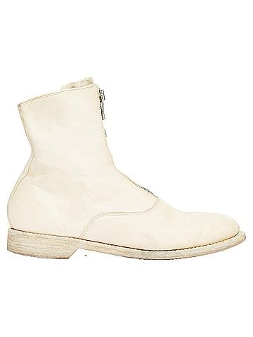 Guidi Guidi cream full grain leather front zip combat boots (view 2)