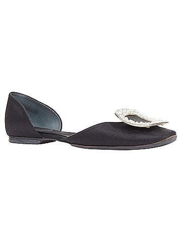 Roger Vivier Roger Vivier black satin crystal flats (view 1)
