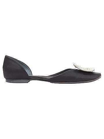 Roger Vivier Roger Vivier black satin crystal flats (view 2)
