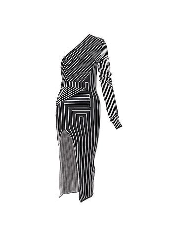 Rick Owens Rick Owens Ziggy geometric graphic lines one shoulder slit dress Rosalia (view 1)