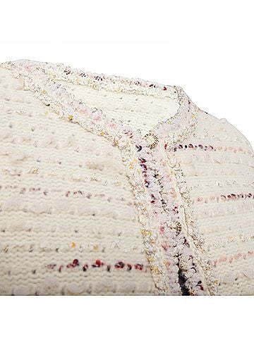 Chanel Chanel cream pink tweed CC cardigan (view 2)