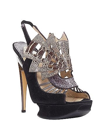 Nicholas Kirkwood Nicholas Kirkwood brown black scaled platform sandals (view 1)
