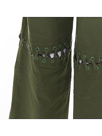 Rosie Assoulin Rosie Assoulin green eyelet lace weaved knee culotte pants (view 2)