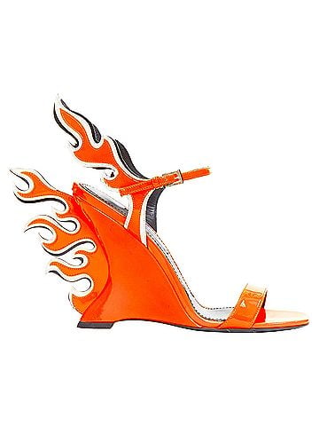Prada Prada Flame Wedge neon orange patent Fire heel sandal (view 1)