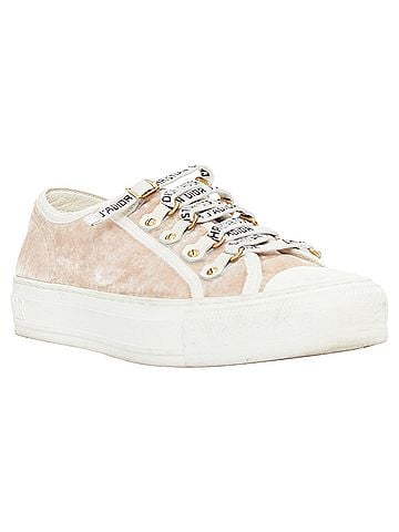 Christian Dior Christian Dior WalknDior pink velvet logo lace up low platform sneakers (view 1)