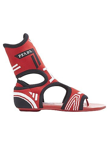 Prada Prada red black white stretch sock knit thong flat sandals (view 1)