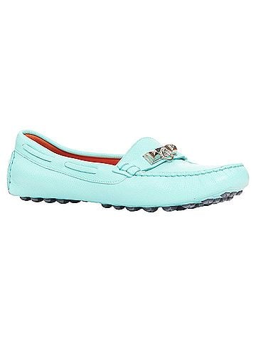 Hermès Hermes cyan leather stud driving loafers (view 2)