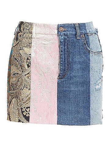 Dolce & Gabbana Dolce & Gabbana Denim Minirock g blue jacquard patchwork mini skirt (view 1)