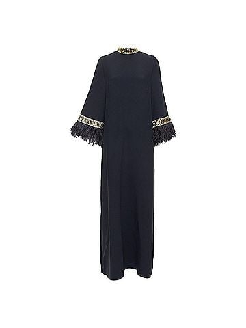Andrew Gn Andrew GN Runway ostrich feather trim glass beads maxi dress (view 1)