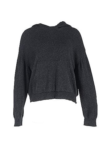 Nanushka  Nanushka Ribbed-Knit Hoodie in Grey Wool (view 1)