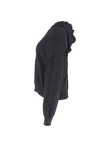 Nanushka  Nanushka Ribbed-Knit Hoodie in Grey Wool (view 2)