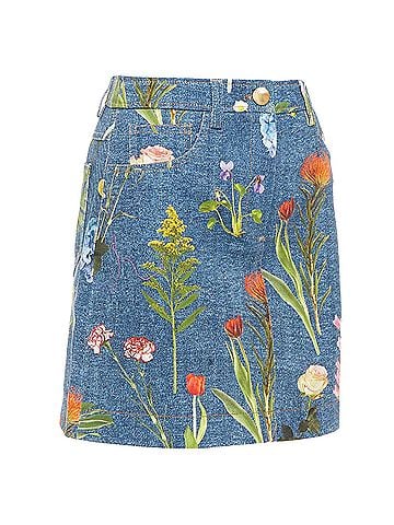 Moschino Moschino Boutique blue floral print cotton denim mini skirt (view 2)