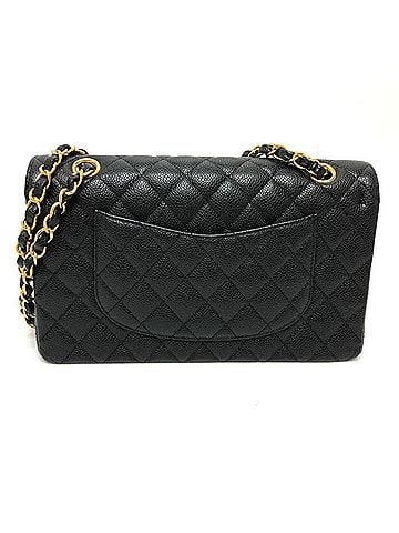 Chanel CHANEL A01112 Coco Mark CC Matelasse 25 Double Chain Shoulder Bag in Caviar Leather with Black Gold Hardware (view 2)