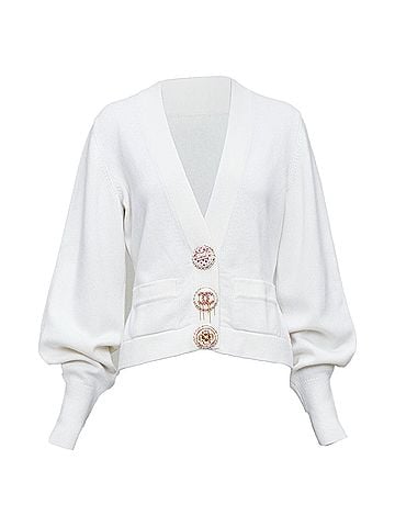 Chanel Chanel off cashmere blend CC crystal buttons cardigan (view 1)