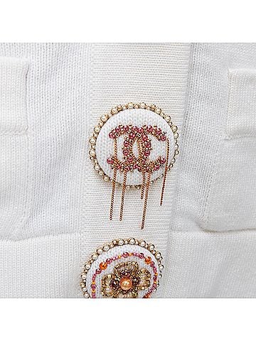Chanel Chanel off cashmere blend CC crystal buttons cardigan (view 2)