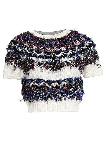 Chanel Chanel fluffy lurex intarsia crystal cc cropped sweater (view 1)