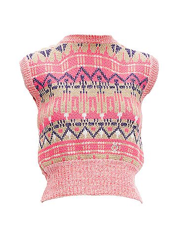 Paco Rabanne Paco Rabanne lurex virgin wool graphic knit vest (view 1)