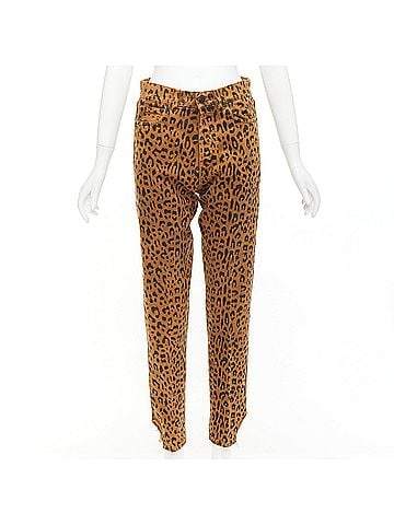 Saint Laurent Saint Laurent leopard animal print distressed hem jeans (view 1)