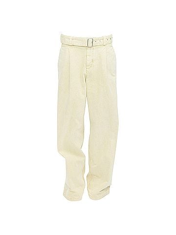 Jil Sander Jil Sander washed yellow cotton belted wide leg pants (view 1)