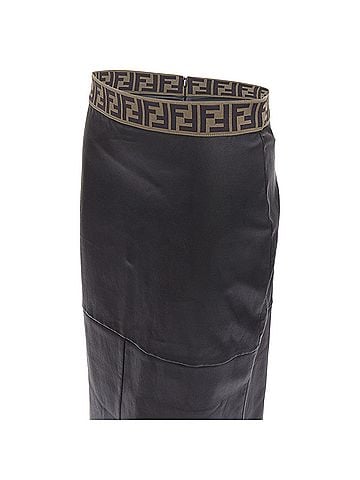 Fendi Fendi Gonna khaki FF monogram waist lamb leather pencil skirt (view 2)
