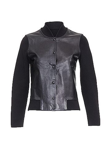 Alexander Wang Alexander Wang merino wool blend leather front bomber jacket (view 1)