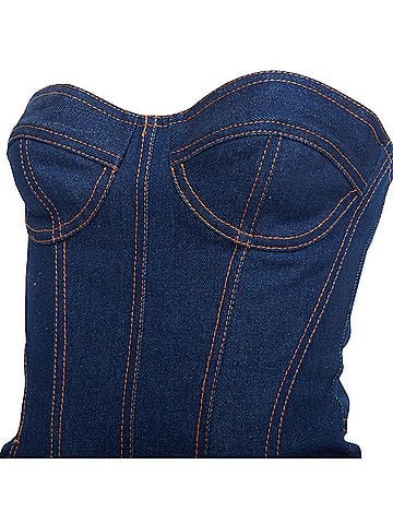 David Koma David Koma Corset Denim cotton cascade sides mini dress (view 2)